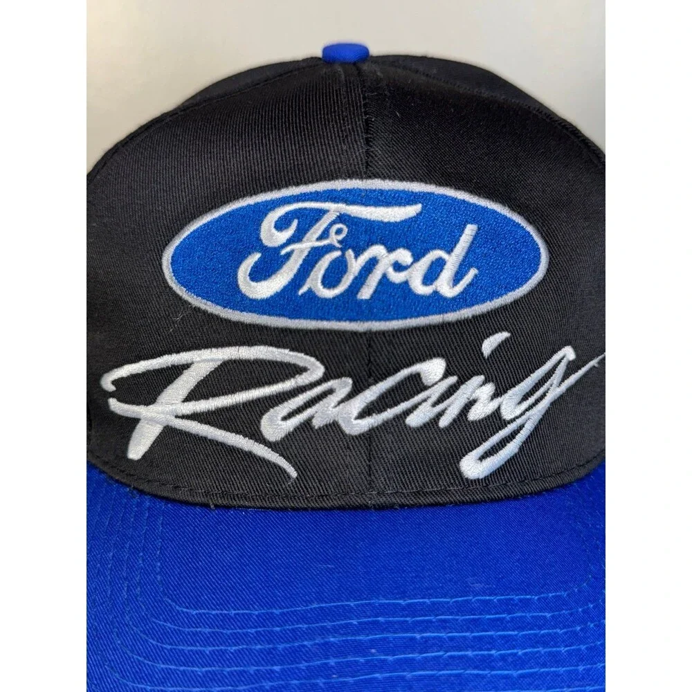 Vintage Ford Racing Snapback Hat Cap Black Blue - Picture 2 of 8